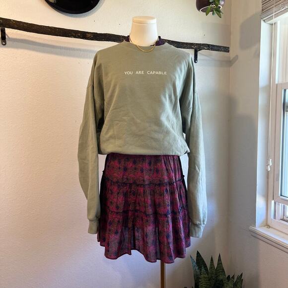 Hanes You Are Capable Sage Green Recycled Oversized Crewneck Sweatshirt Size XL - Picture 2 of 11